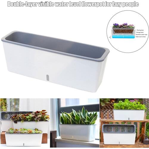 Self-Watering Planter Pots Long Strip Double Layer Flower Pot for Indoor Home Garden Modern Decorative Best Price