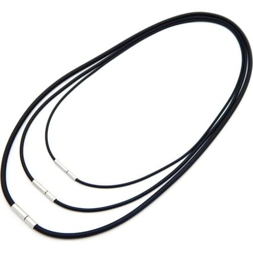 20pcs Black Rubber Chains 2mm/3mm Diameter Copper magnetic plug buckle Necklace Rope DIy Jewelry Making Findings