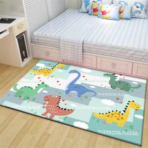 Cartoon Rug Kids Bedroom Dinosaur Printing Carpet Soft Anti-slip Children Baby Play Crawling Game Mat Home Living Room Area Rug