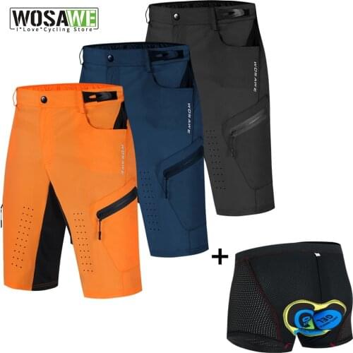 WOSAWE Mens Cycling Shorts Downhill Breathable Loose Outdoor Sports MTB Road Mountain Bike Shorts Running Hiking Riding Shorts