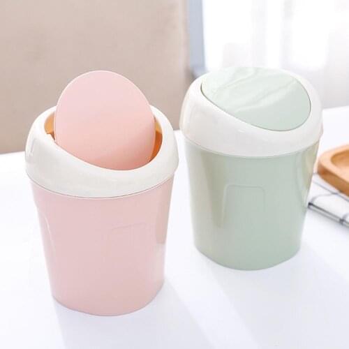 Mini Desktop Waste Bin Office Home Garbage Basket Table Trash Can Swing with Lid zero waste small recycling bin car waste bins
