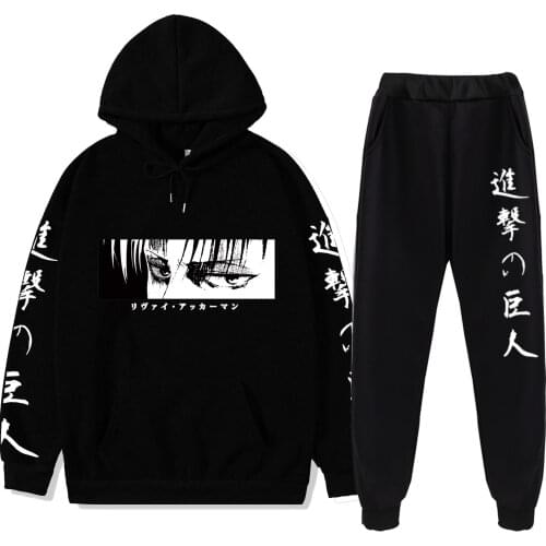 New Anime Attack on Titan Levi Eren Men/Women Hoodie Suit Casual Wild Gothic Sweatshirt Unisex Manga Streetwear Oversize Tee Top