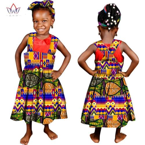 New Child Clothes African Wax Print Dresses for Baby Girls Bazin Riche Plus Size Traditional African Clothing WYT64