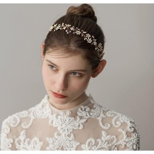 O011 Fashion Crystal Rhinestone Wedding Hair Band freshwater pearls Bridal Headband Satin Ribbon Bridal Hairpiece