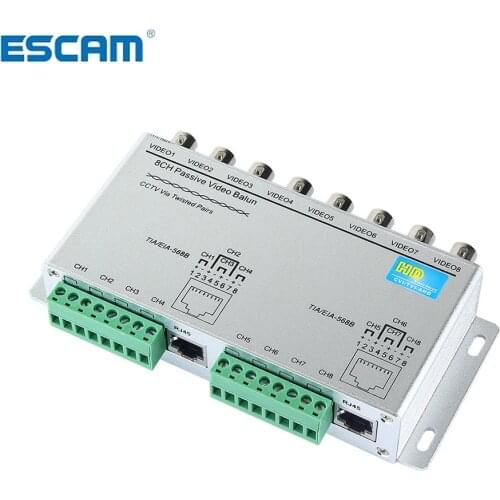 8CH HD CVI/TVI/AHD Passive Transceiver 8Channels Video Balun Adapter Transmitter BNC to UTP Cat5/5e/6 Cable 720P 1080P