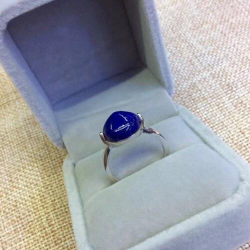 Silver Ornaments S925 Sterling Silver Inlaid Natural Afghan Lapis Lazuli Open Ended Special Ring