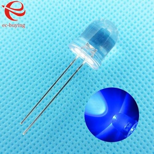 10mm Blue LED Round Light Emitting Diode Transparent Ultra Bright Lamp Bead Plug-in DIY Kit Practice Wide Angle 10 mm 50 pcs/lot