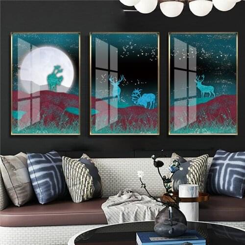 Scandinavian Abstract Deer Canvas Art Nordic Poster Print Modern Wall Painting Decoration Pictures for Living Room Home Decor