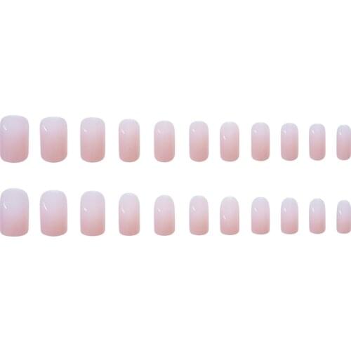 Medium and Long Fake Nails Jelly Pink Wearable Nail Stickers Finished Nails 24 Pieces With Glue SANA889