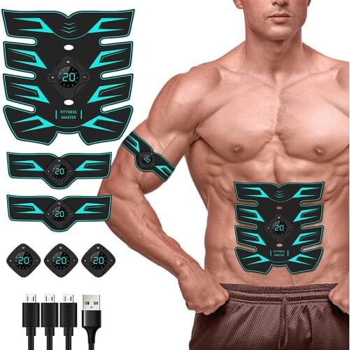 Electric Muscle Stimulator for Workout with Abdomen Stimulator and Arm Leg Hip Stimulators Smart Fitness EMS Machine for Men