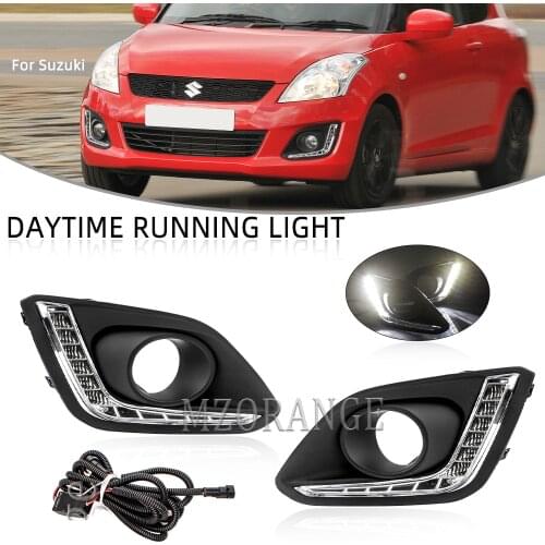 LED DRL fog lights For Suzuki Swift 2014-2017 Daytime Running Light for Cars FogLamps Car-styling Accessories Relay Daylight