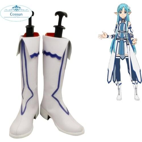 Sword Art Online Yuuki Asuna Cosplay Shoes White Boots Custom-made