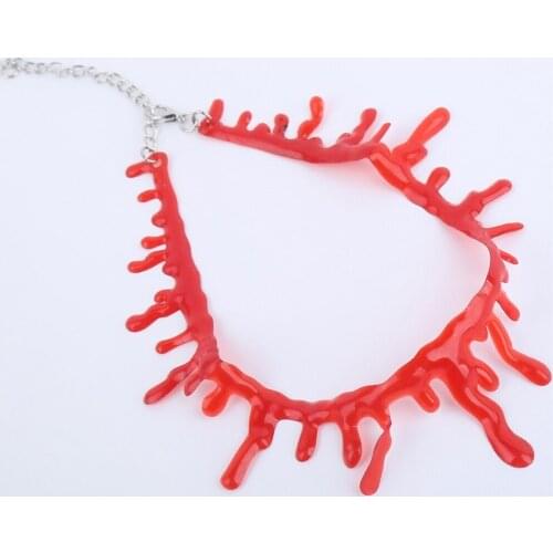 Halloween Decoration Horror Blood Drip Necklace Fake Blood Vampire Fancy Joker Choker Costume Red Necklaces Party Accessories