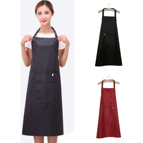 Waterproof PVC Apron Sleeveless Cooking Kitchen Chef Waiter Pocket Long Apron