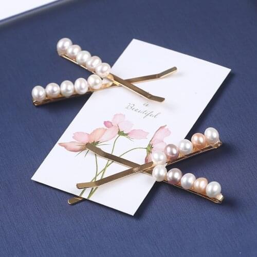 Korean Style Natural Freshwater Pearl Hairpin Handmade Elegant Hair Clip For Women