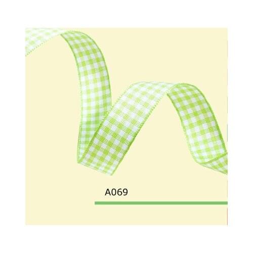 7/8" inch 22mm green check ribbons