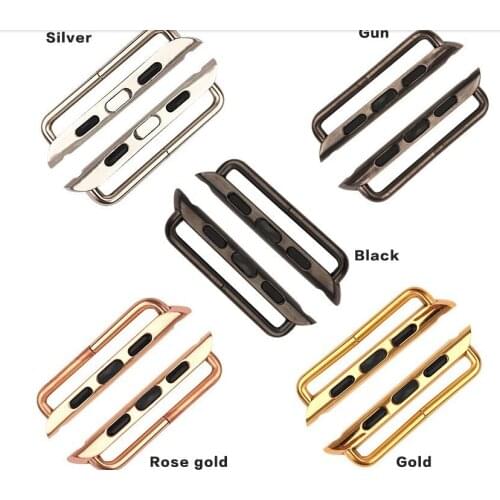 1 Pair Metal Connector Clasp Watch Band Buckle Connection Adapter for Apple Watch 38mm 42 40 44mm with Screwdriver