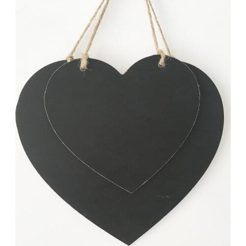 1 pcs wooden heart shaped blackboard wooden chalkboard with rope message board for home decor