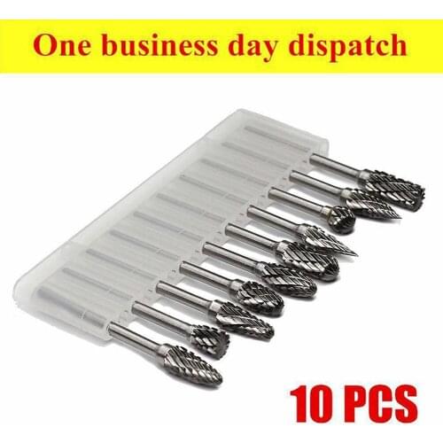 10x Rotary Burr Set Head Tungsten Carbide Burrs Die Grinder Bit Tool 1/8'' Shank Polishing Tools Accessories