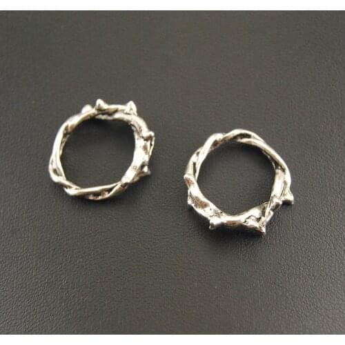 10pcs Alloy Pendant Jewelry Findings Silver Color Weaving Ring Jewelry Making DIY Handmade Craft 21x22mm A1269