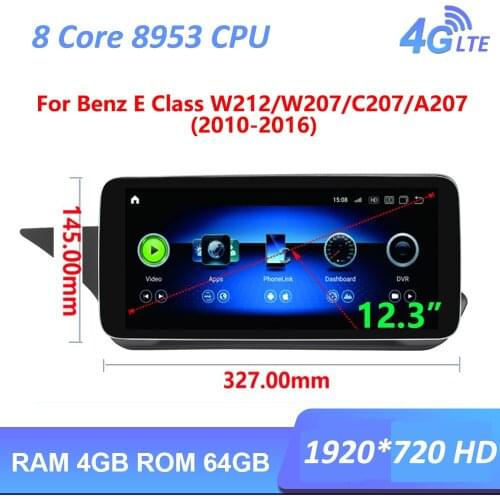 12.3" Android10.0 4G +64G Car multimedia radio GPS For Mercedes Benz E Class W212 W207 2009 2010 2011 2012 2013 2014 2015 2016