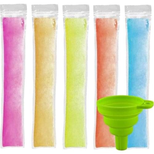 Ice Popsicle Pouches 150PCS,Ice Popsicle Mold Bags with Zip Seals,Ice Pouch with Funnel for Yogurt Stick,Fruit Smoothies