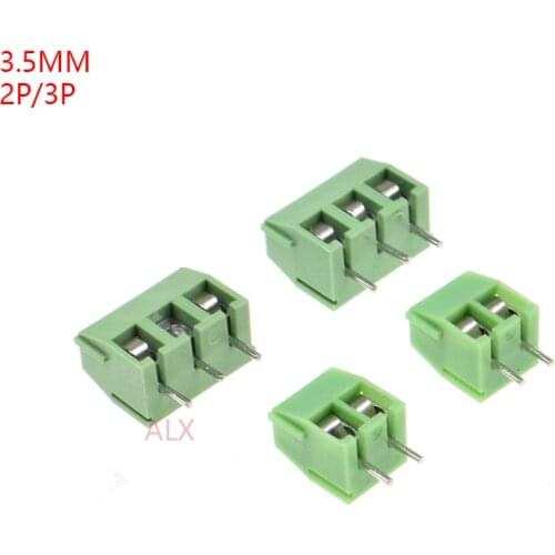 20PCS kf350-3.5-2P 3P 3.5MM pitch straight pin pcb screw terminal block connector 2PIN 3PIN green KF350 3.5 2P KF350-2P