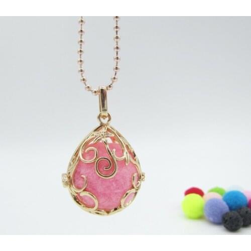 2017 New Arrival 27x32mm Large Hollow Locket Teardrop Pendant With Flet Ball DIY Essential Oil Women Necklace