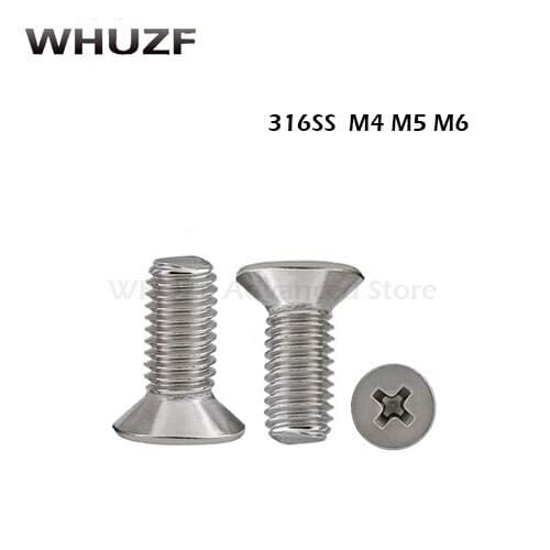 30PCS GB819 M4 M5 M6 Metric Thread 304 Stainless Steel flat head cross Countersunk head screw 6-30 MM Free shipping