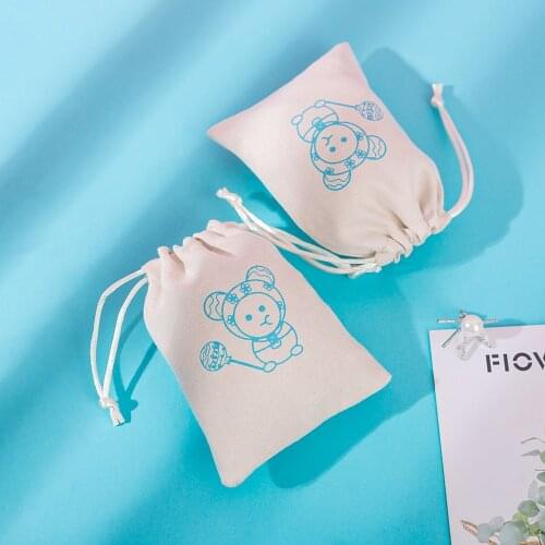 50 Suede Jewellry Gift Bags Personalized Logo Jewelry Packaging Beige Chic Drawstring Pouches For Wedding Party Decoration