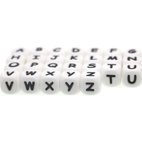 Kovict 10mm 500pcs Silicone letters Beads Baby Teether Beads For Personalized Name DIY rodent Chewing Alphabet Bead