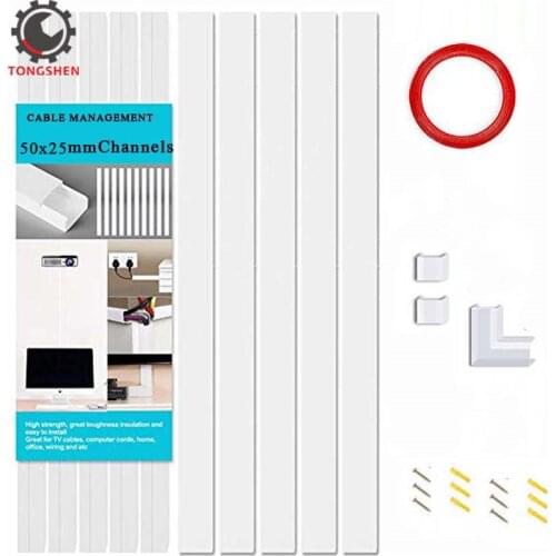 50x25mm Cable Management On-Wall Cord Hider Cord Organizer Raceway Kit Cord Concealer System Covers Cables PVC Trunking Channel