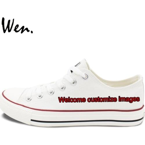 Customize White Low Top Shoes Offer Pictures You Like Design Unique Canvas Sneaker for Men Women