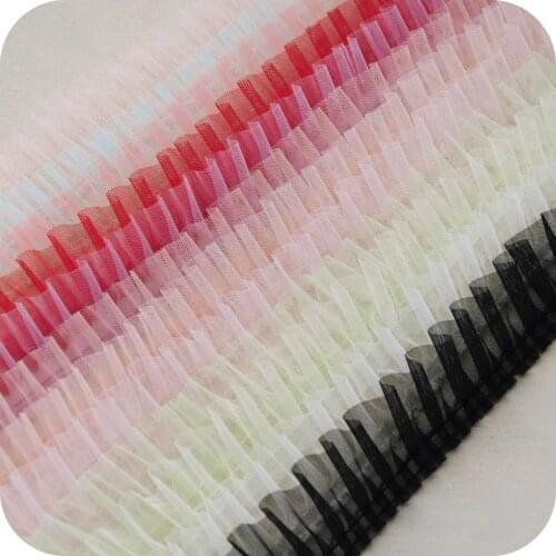 White Black Red Pink Blue Purple Lace Ribbon DIY Apparel Sewing Fabric 5cm Mesh Pleated Lace Tape Dress Clothing Doll Decoration