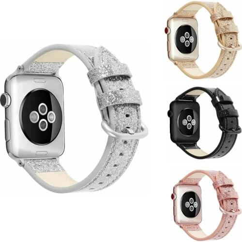 Shiny Glitter PU Leather Bling Wristwatch Bracelet Strap for Apple Watch Series 5 4 3 2 1 44mm 40mm 38mm 42mm Band