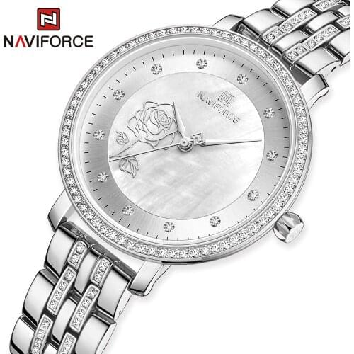 Top Brand NAVIFORCE Fashion Silver White Women Watch Ladies Luxury Business Watches Waterproof Wristwatch Relogio Feminino