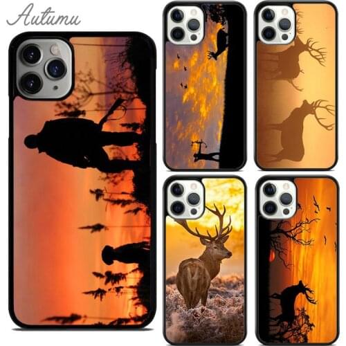 Hunting Deer Sunset Phone Case for iPhone 11 12 Pro Max mini X XR XS SE 2020 5 6S 7 8 Plus Samsung Galaxy S8 S9 S10 Cover shell