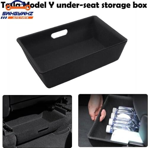 For Tesla Model Y 2021 Under Seat Storage Box High Capacity Organizer Case Felt Cloth Drawer Holder Car Interior Accessories