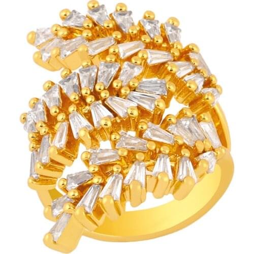 Funmode Trendy Clear Shiny AAA Cubic Zircon Adjustable Rings For Women para mujer FR40