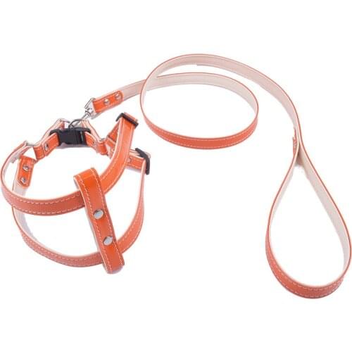 7Color Pu Leather Dog Harness Leash Lead Set For Small Medium Dogs Pet Halter Harnesses Chihuahua Puppy Supplies