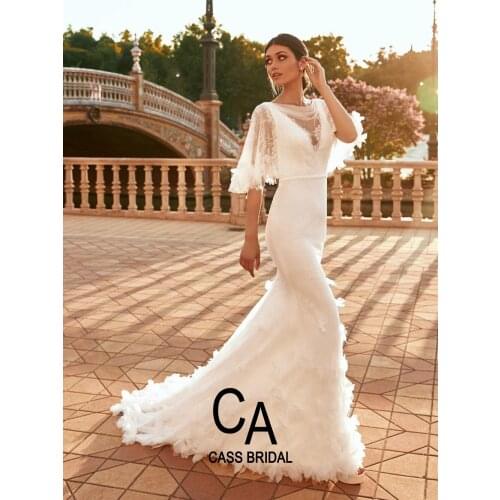 Lace mermaid wedding bridal dresses sexy boho deep v neckline ivory backless fishtail sexy gowns summer wedding florals online