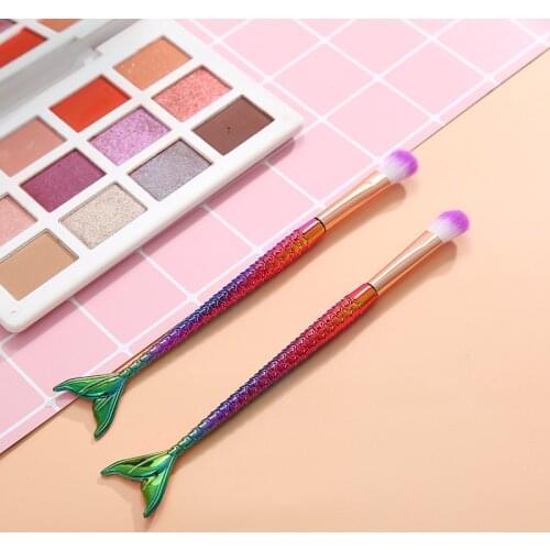 New Style Eye Shadow Brush Single Mermaid Tail Makeup Brush Long Handle Eye Brush Highlight Nose Profile Brush Beauty Tool