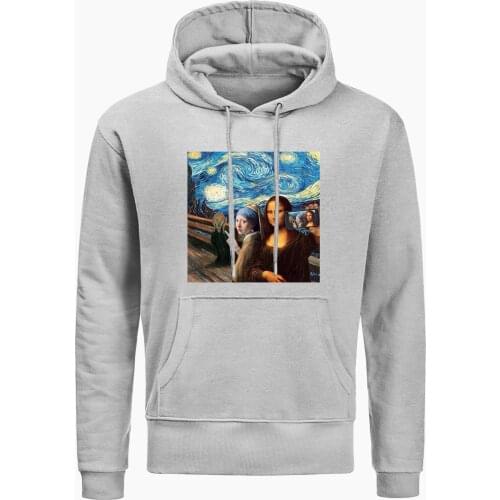 New Funny Cartoon 90s Hoodie Mona Lisa Aesthetic Hoodies Harajuku Selfie Streetwear Men Ullzang Vintage Graphic Sweatshirt Top