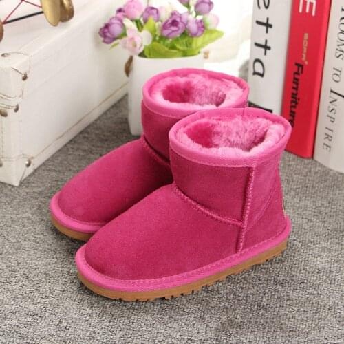 2020 New Children Boots Australia Waterproof Genuine Leather Girls Boys Snow Boots Kids Baby Ankle Boots Fur Warm Winter Boots