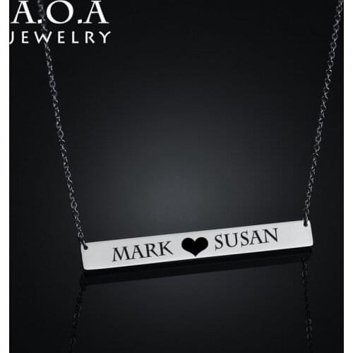 Stainless Steel Bar Pendant Necklaces Engrave Name ID Tag Necklaces Unique Lucky charm Customized Logo Pendants Jewelry Gifts