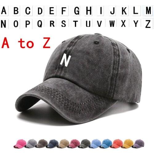 Letter A-Z Cotton Hat Women Men Washed Cotton Baseball Cap Unisex Casual Adjustable Caps Outdoor Trucker Snapback Hats