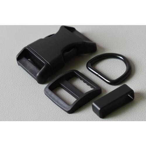 20 set plastic release buckles D ring 25mm clip clasp knapsack straps rectangle buckle sliders Diy Dog collar accessories