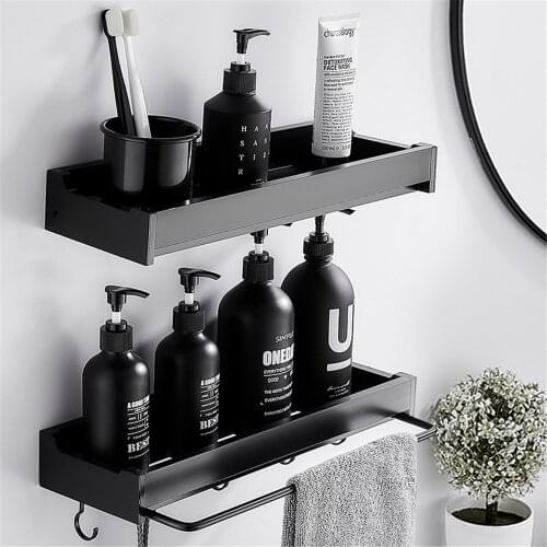 ADOREHOUSE Bathroom Shelf Shower Storage Shelves Towel Rod Storage Hooks Toilet Organizer Shampoo Shelf Cosmetic Storage Rack