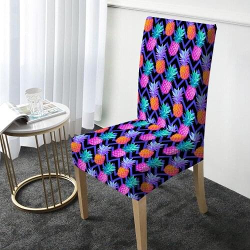 Fruit Pineapple Print Chair Cover Elastic Dining Chair Protector Cover Washable Slipcover for Christmas Banquet Party Home Decor