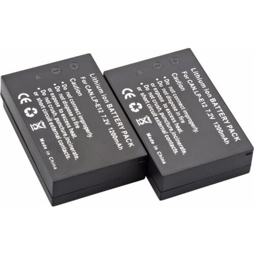 PROBTY 2Pcs LP-E12 LP E12 LPE12 Camera Battery For Canon EOS M M2 100D Kiss X7 Rebel SL1 EOS M EOS M2 EOS 100D DSLR Camera